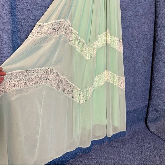 Champagne & Strawberry Dress, Aqua & Lace, Maxi Length, Grecian, Size Medium - Picture 6 of 9